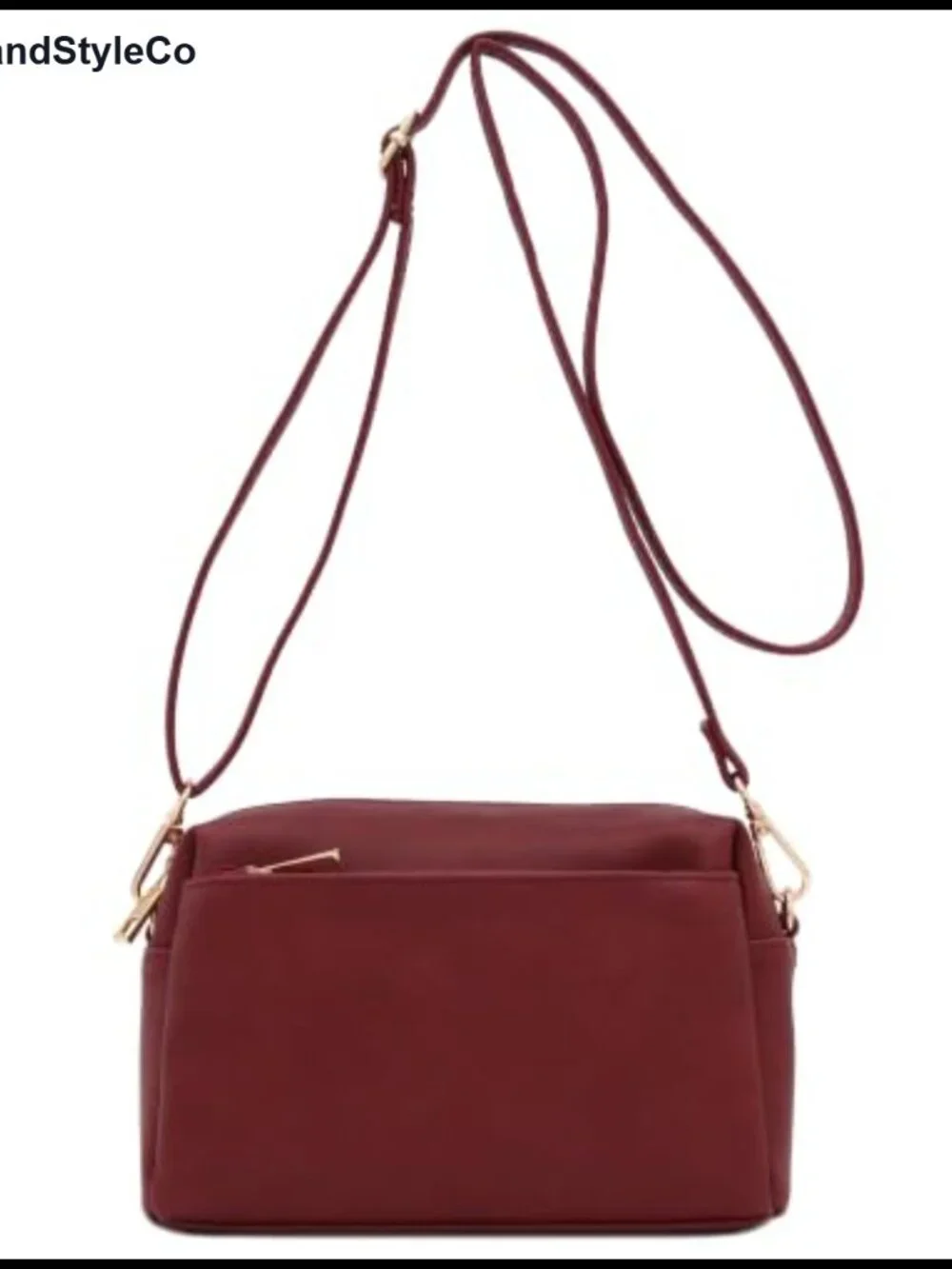 Triple Zip Small Crossbody Bag Faux Leather Adjustable Strap